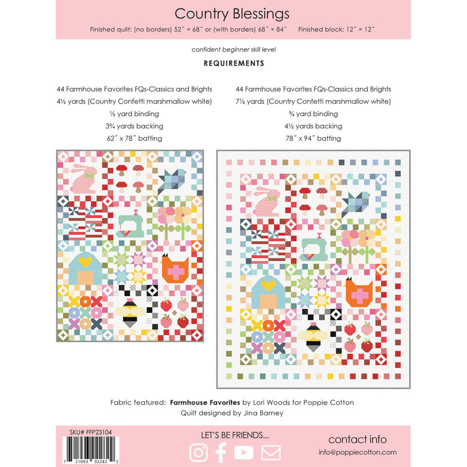 Country Blessings Quilt Pattern By Poppie Cotton