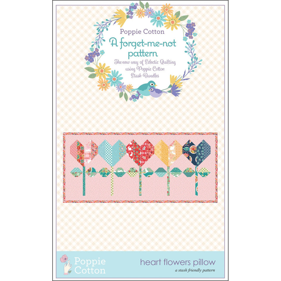 Heart Flowers Pillow Pattern By Poppie Cotton