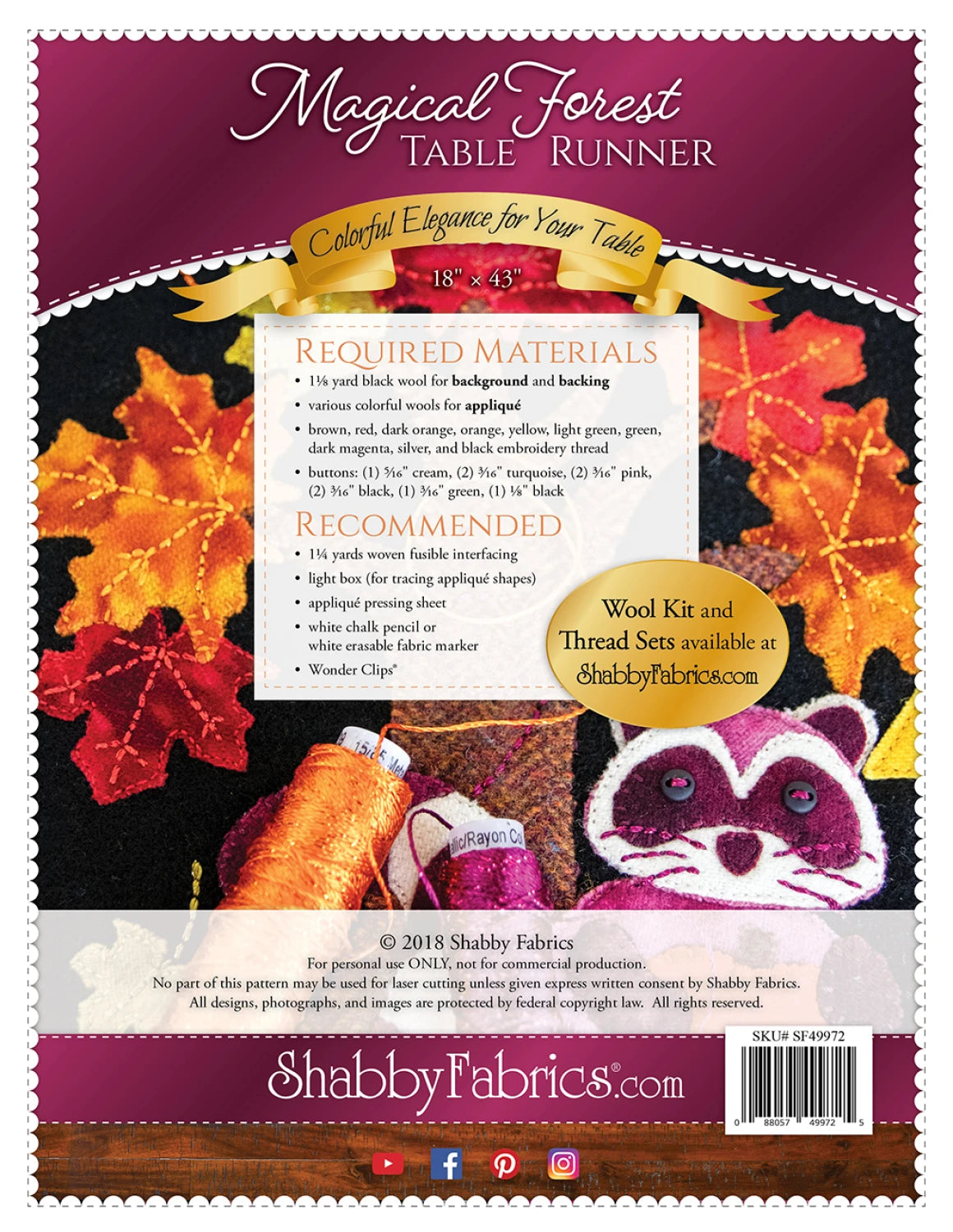Magical Forest Table Runner Pattern By Shabby Fabrics