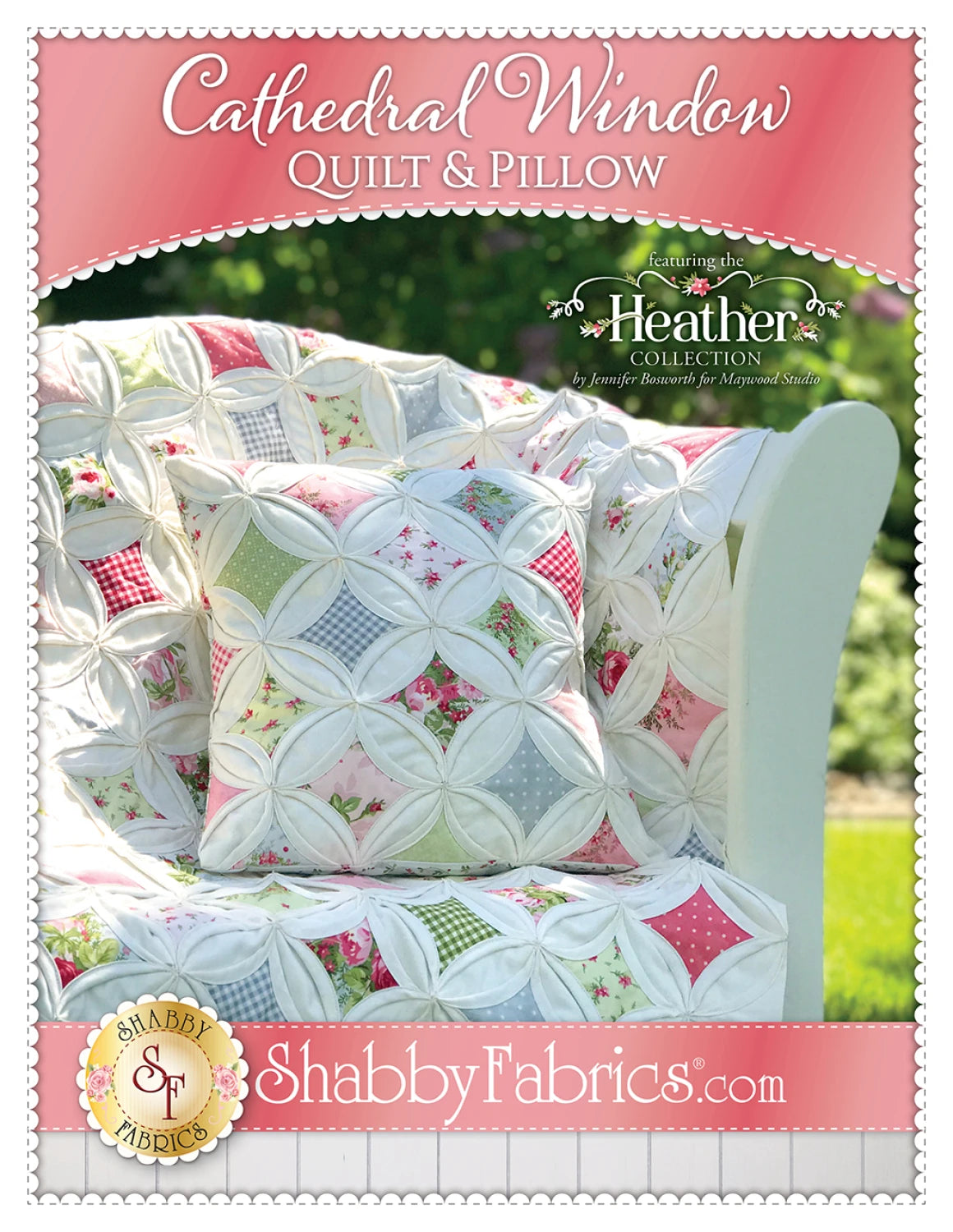 Heather Cathedral Window Quilt and Pillow Pattern By Shabby Fabrics