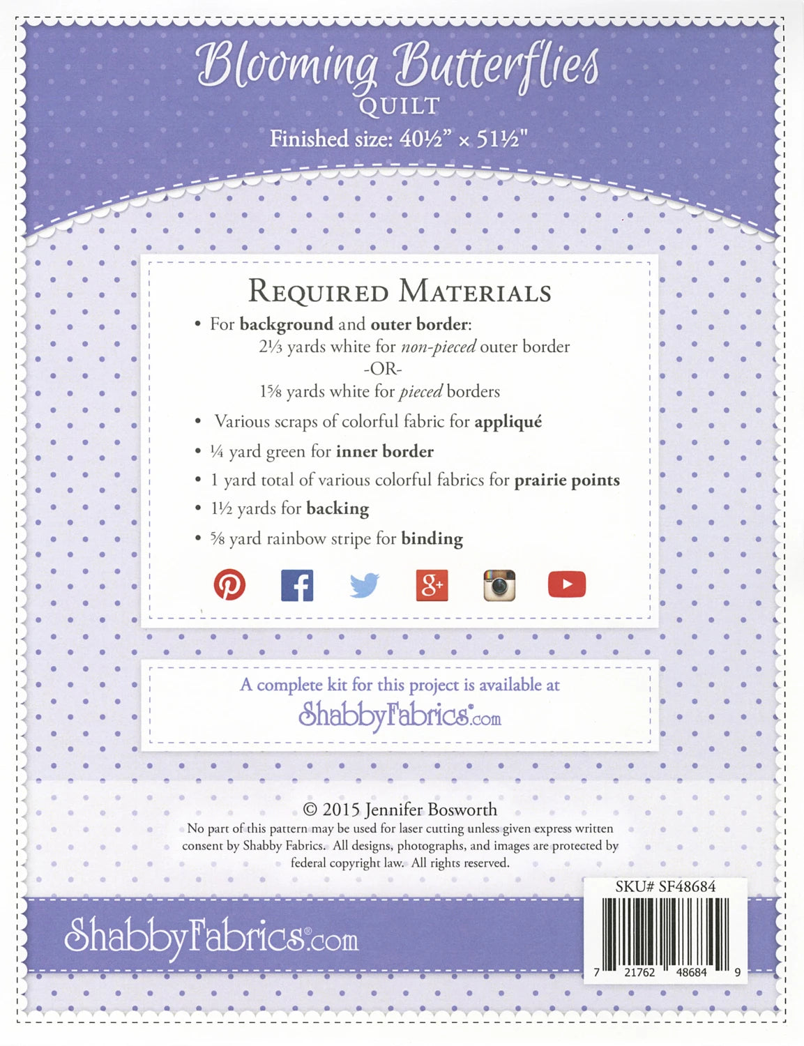 Blooming Butterflies Quilt Pattern By Shabby Fabrics