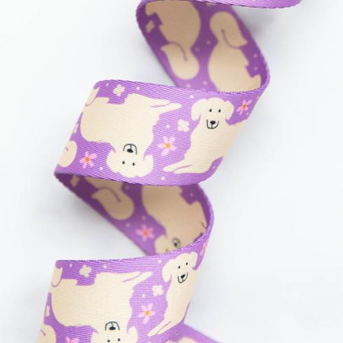 Golden Pup Dog Purple  Webbing 1.5" Stitch Supply Co - By The Yard