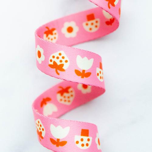 Strawbitties Pink Webbing 1" Stitch Supply - By the Yard