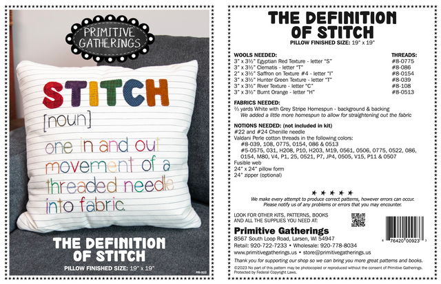 Definition Of Stitch Pillow Pattern By Primitive Gatherings