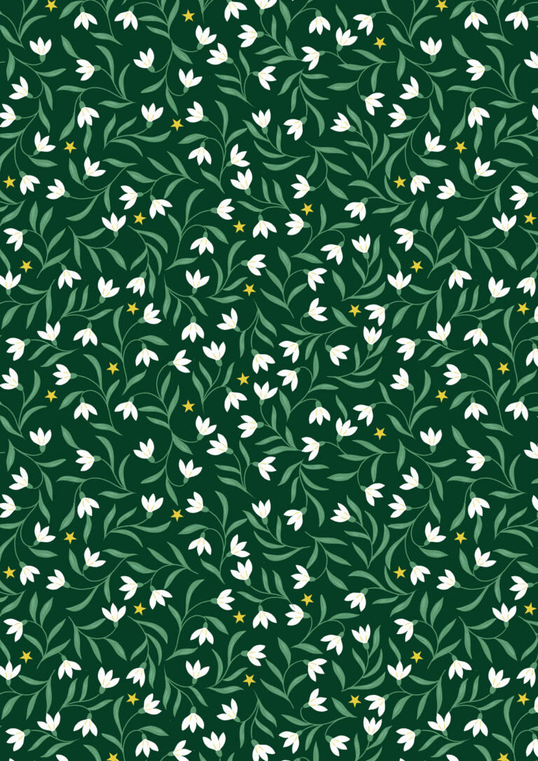 Preorder - Lewis and Irene - Christmas in Bluebell Wood - Snowdrops Florals with Metallic Gold - C140C - Ships June 2026