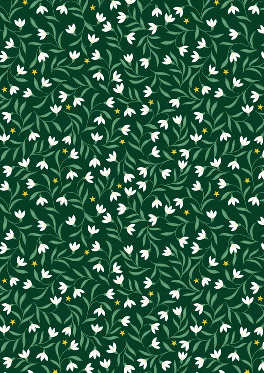 Preorder - Lewis and Irene - Christmas in Bluebell Wood - Snowdrops Florals with Metallic Gold - C140C - Ships June 2026