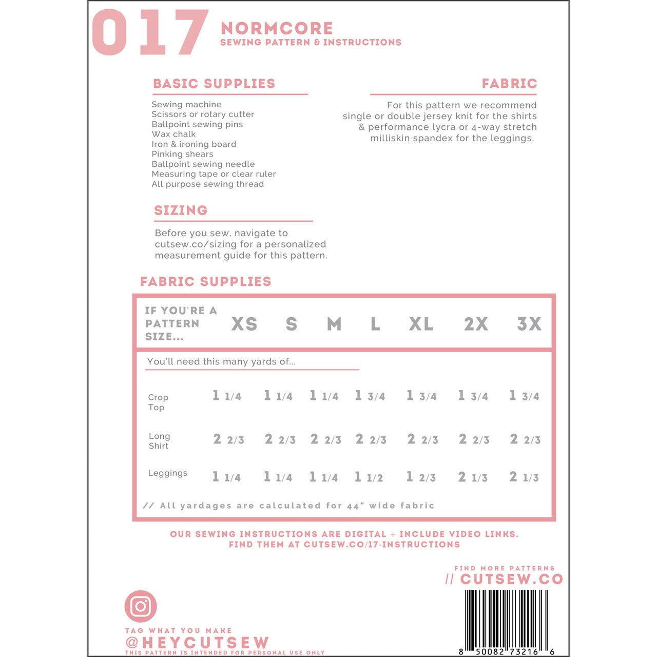 Normcore Clothing Pattern By Cut / Sew Patternmaking