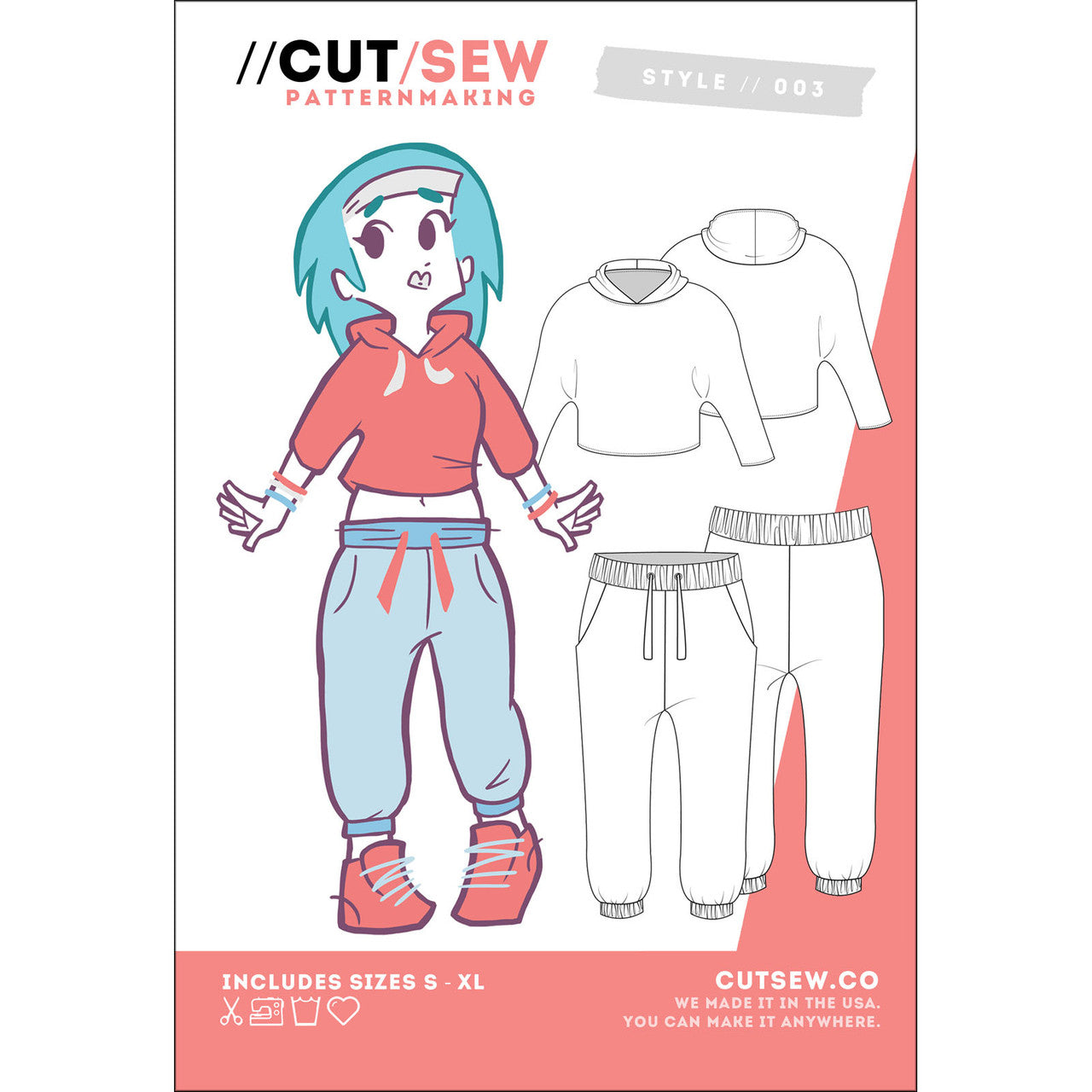 Hoodie and Joggers Clothing Pattern By Cut / Sew Patternmaking