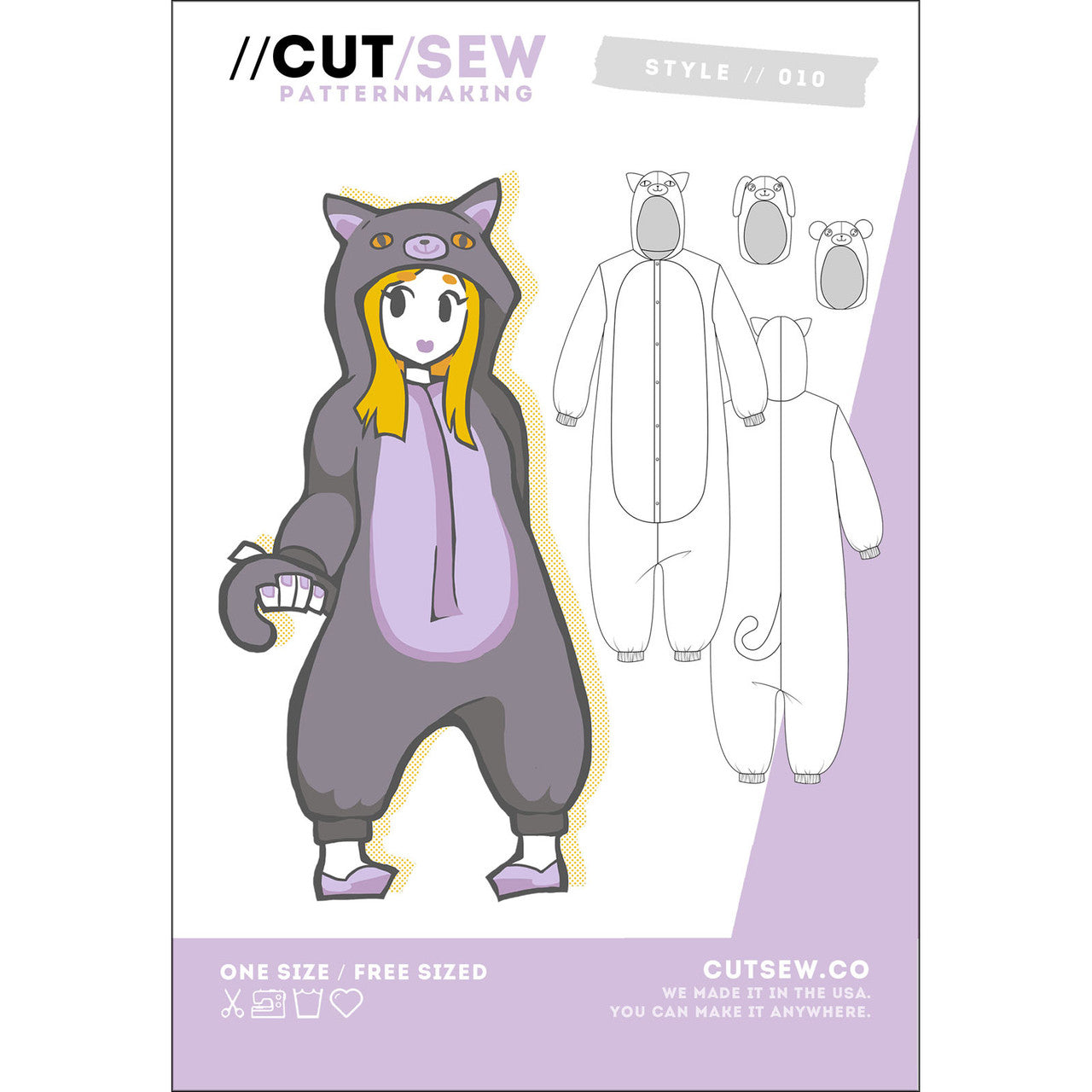 Kigurumi Pajama Onesie Clothing Pattern By Cut / Sew Patternmaking
