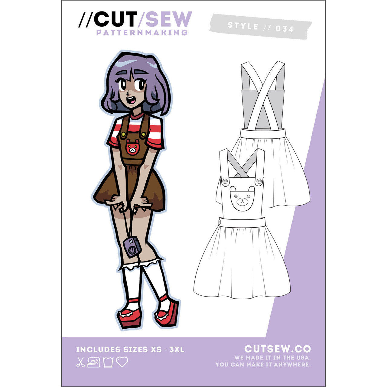 Bear Pinafore Clothing Pattern By Cut / Sew Patternmaking