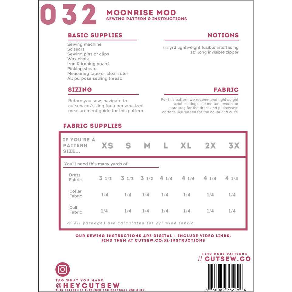 Moonrise Mod Clothing Pattern By Cut / Sew Patternmaking
