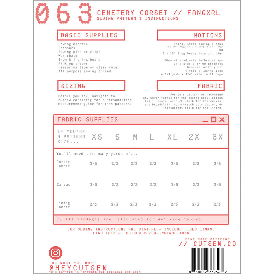 Cemetery Corset Clothing Pattern By Cut / Sew Patternmaking