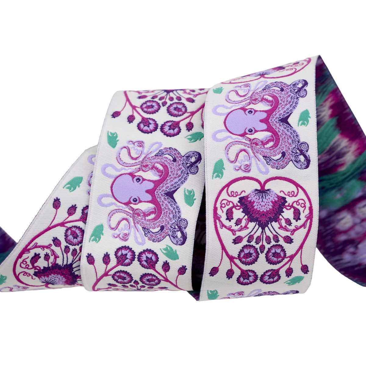 Preorder - Tula Pink - Floral Reef Ribbon - Octogarden Ultraviolet - 1-7/8" - By The Yard - Ships April 2026