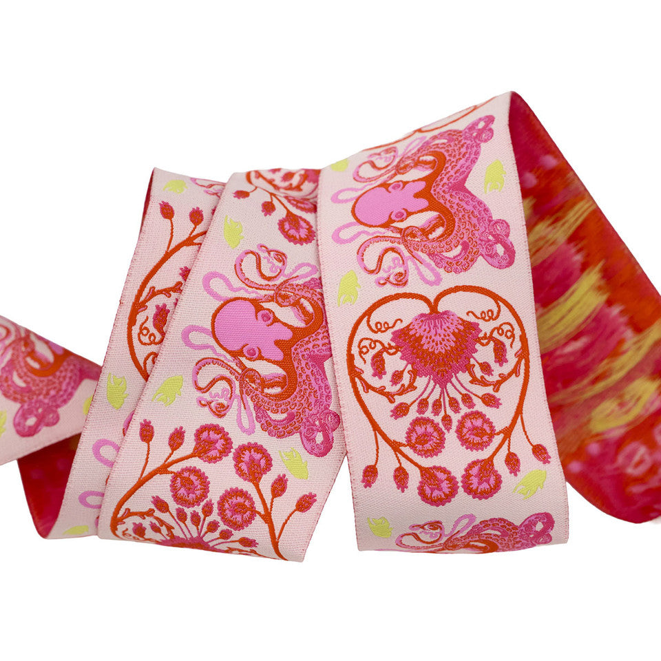 Preorder - Tula Pink - Floral Reef Ribbon - Octogarden Coralline - 1-7/8" - By The Yard - Ships April 2026