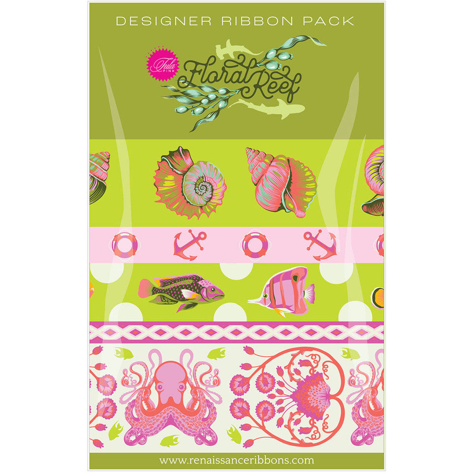 Preorder - Tula Pink - Floral Reef Ribbon - Seagrass Designer Pack - Ships April 2026
