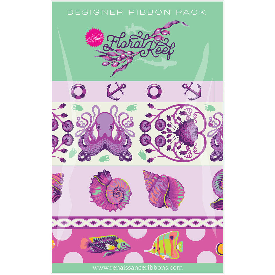 Preorder - Tula Pink - Floral Reef Ribbon - Ultraviolet Designer Pack - Ships April 2026