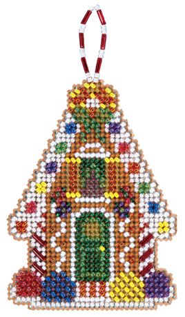 Mill Hill Counted Cross Stitch Kit - Beaded Holiday Gingerbread House Christmas Ornament