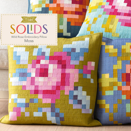 Tilda - Wild Rose Embroidery Pillow Pattern and Fabric Kit - Moss Version
