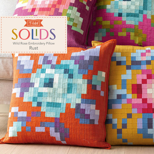 Tilda - Wild Rose Embroidery Pillow Pattern and Fabric Kit - Rust Version