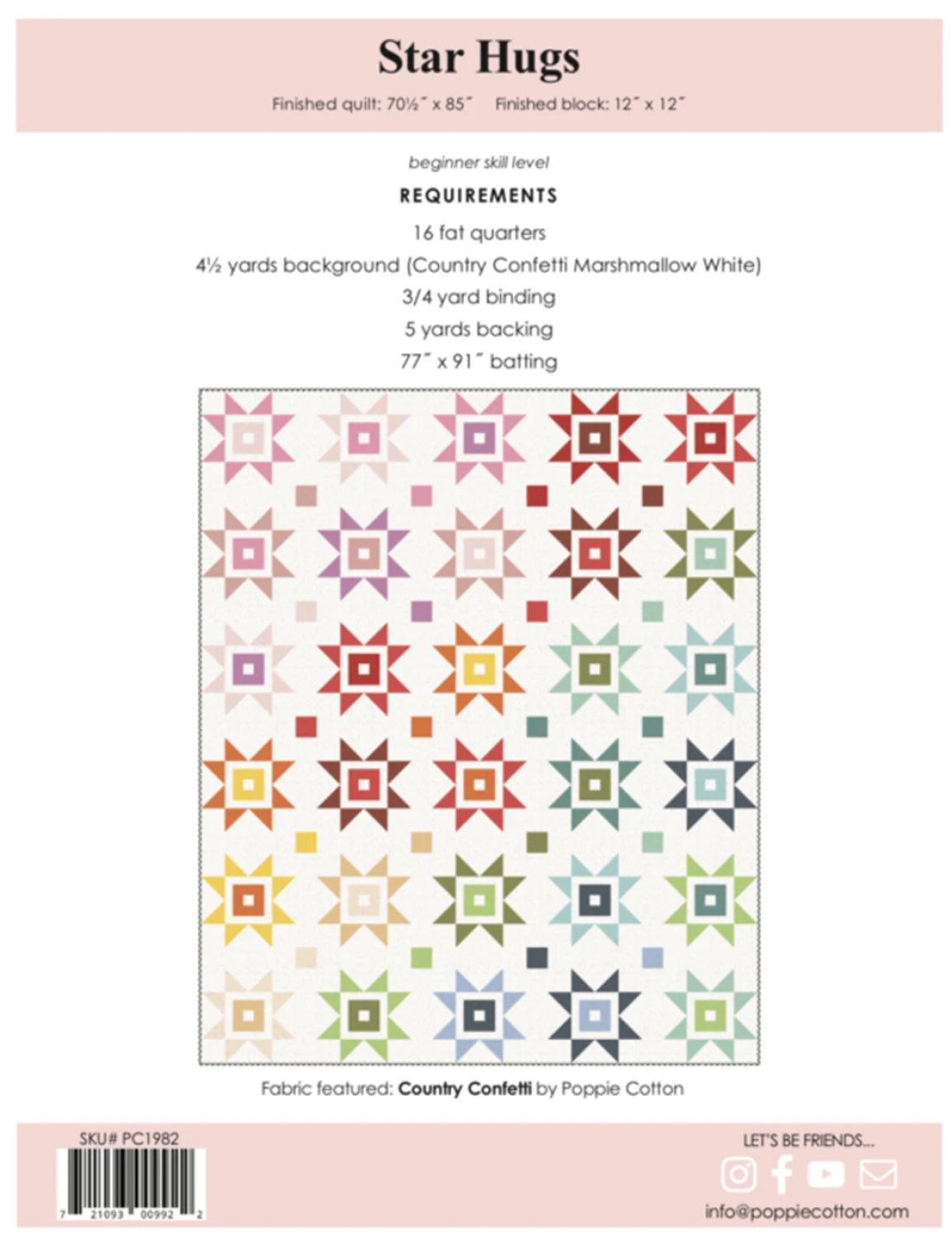 Star Hugs Quilt Pattern By Poppie Cotton