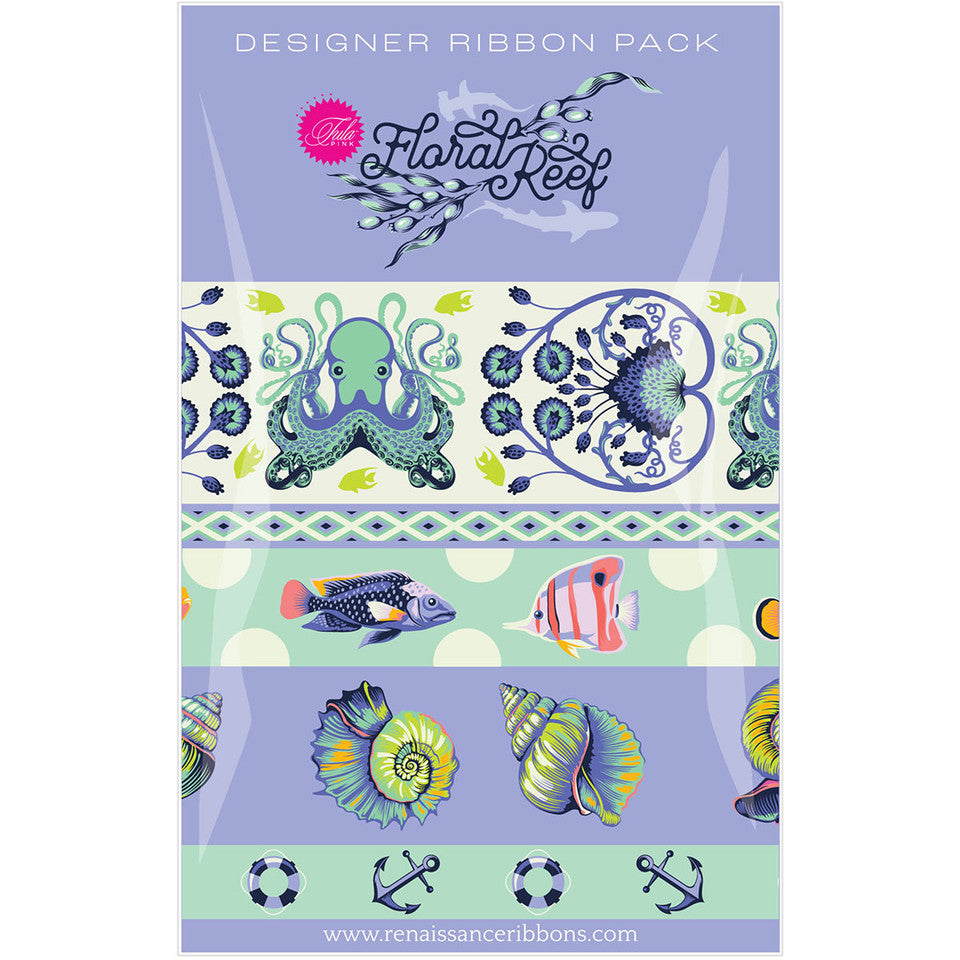 Preorder - Tula Pink - Floral Reef Ribbon - Marine Designer Pack - Ships April 2026