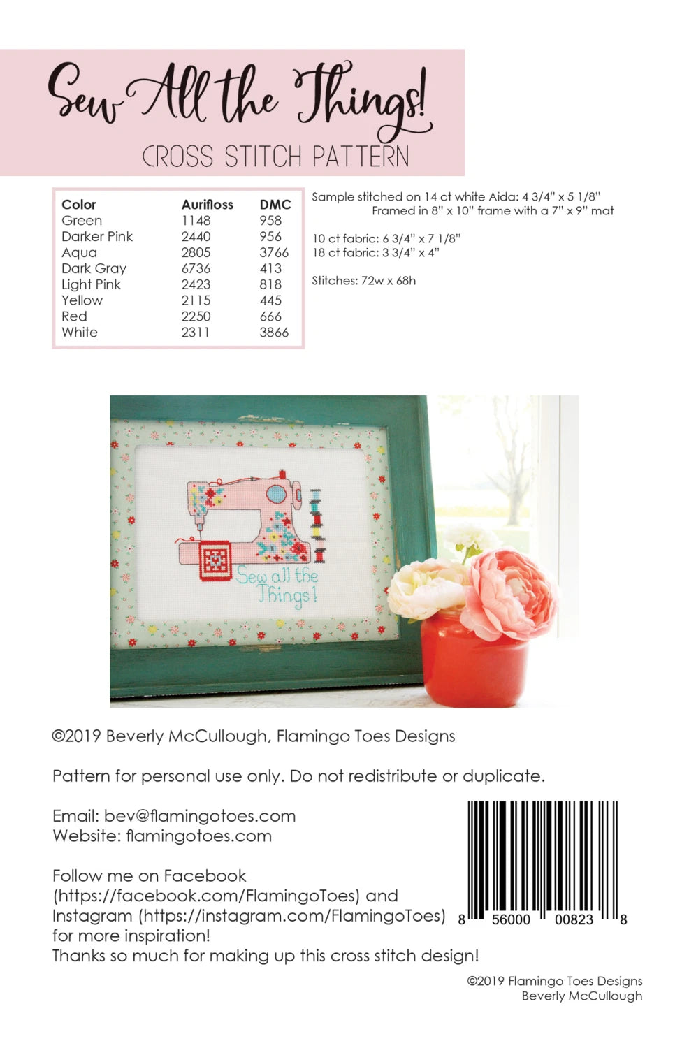 Sew All The Things Cross Stitch Pattern By Flamingo Toes