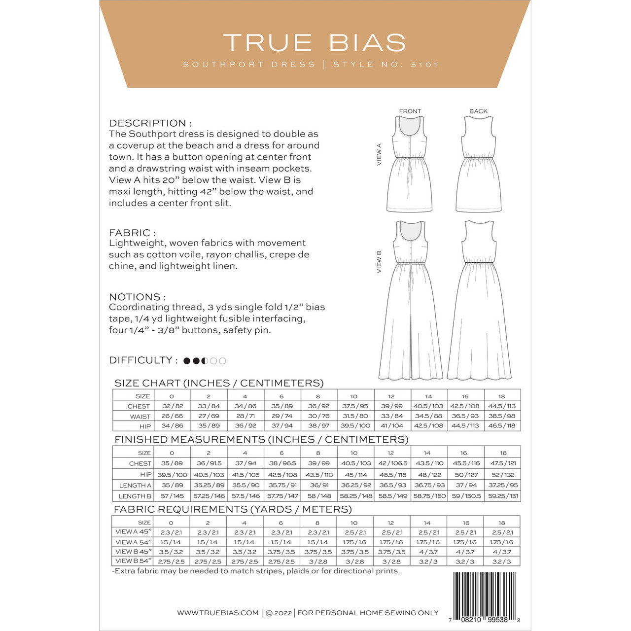 Southport Dress Pattern By True Bias