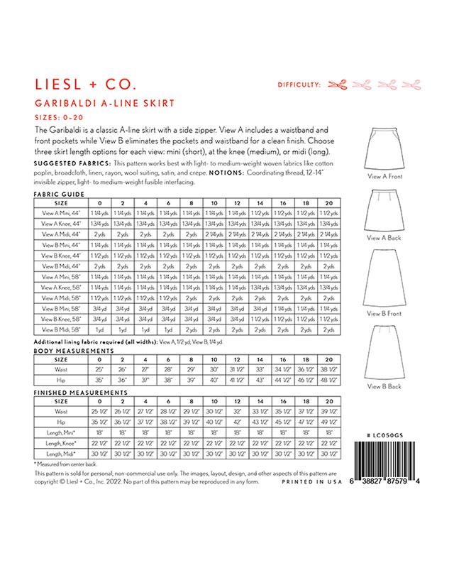 Garibaldi A Line Skirt Pattern By Liesel and Co