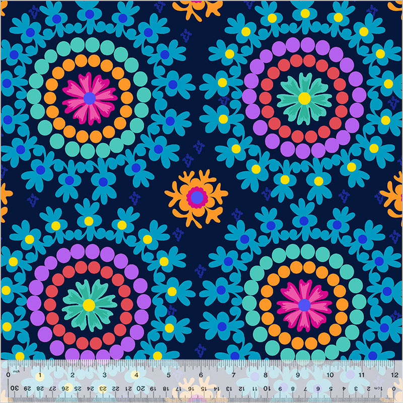 Windham - Jennifer Paganelli - Wanda Rainbow 108" Quilt Wide Back - 54052DW-1DES Navy