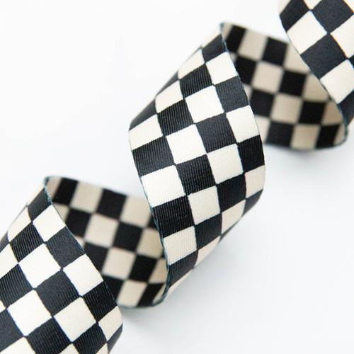 Black / Natural Checker Webbing 1.5" Stitch Supply - By the Yard