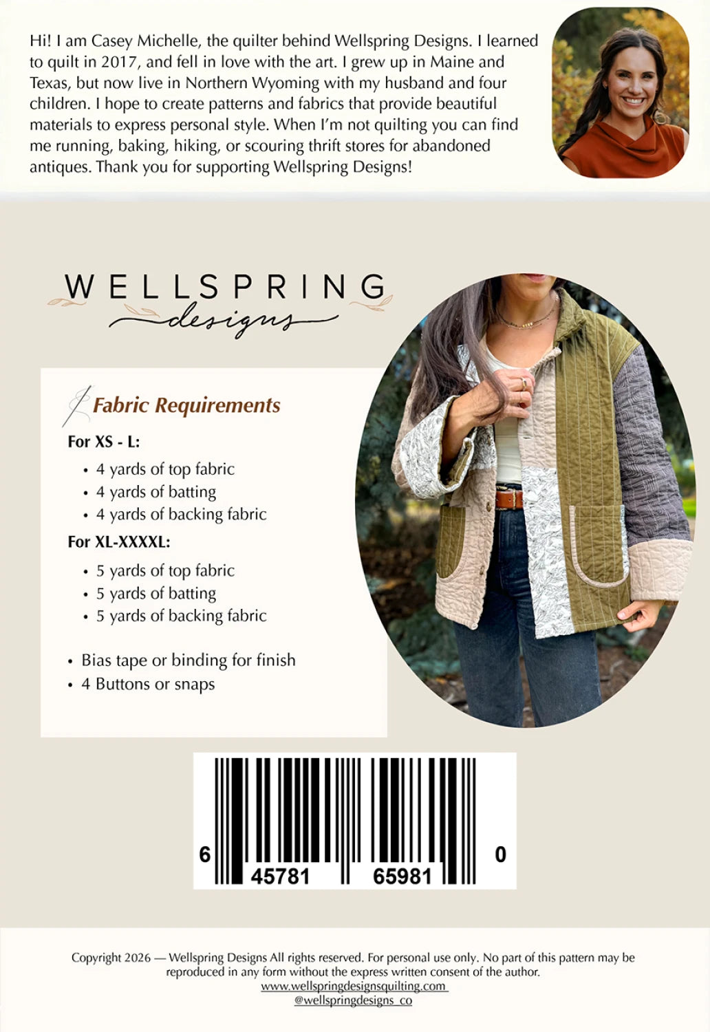 Quilted Chore Coat Pattern By Wellspring Designs