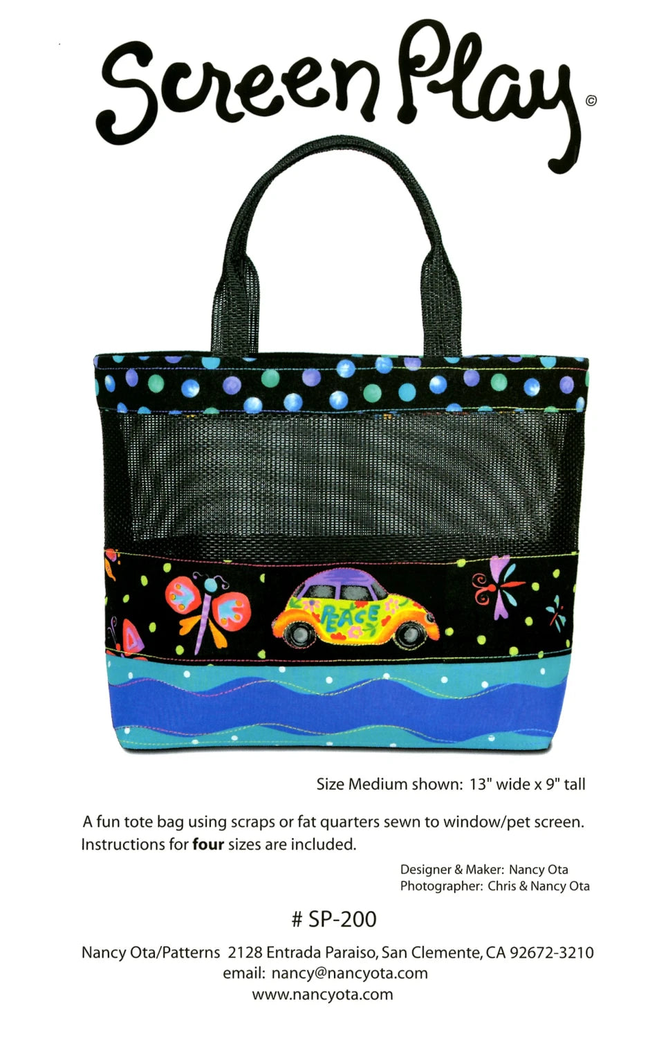Screen Play 1 Bag Pattern By Nancy Ota Patterns