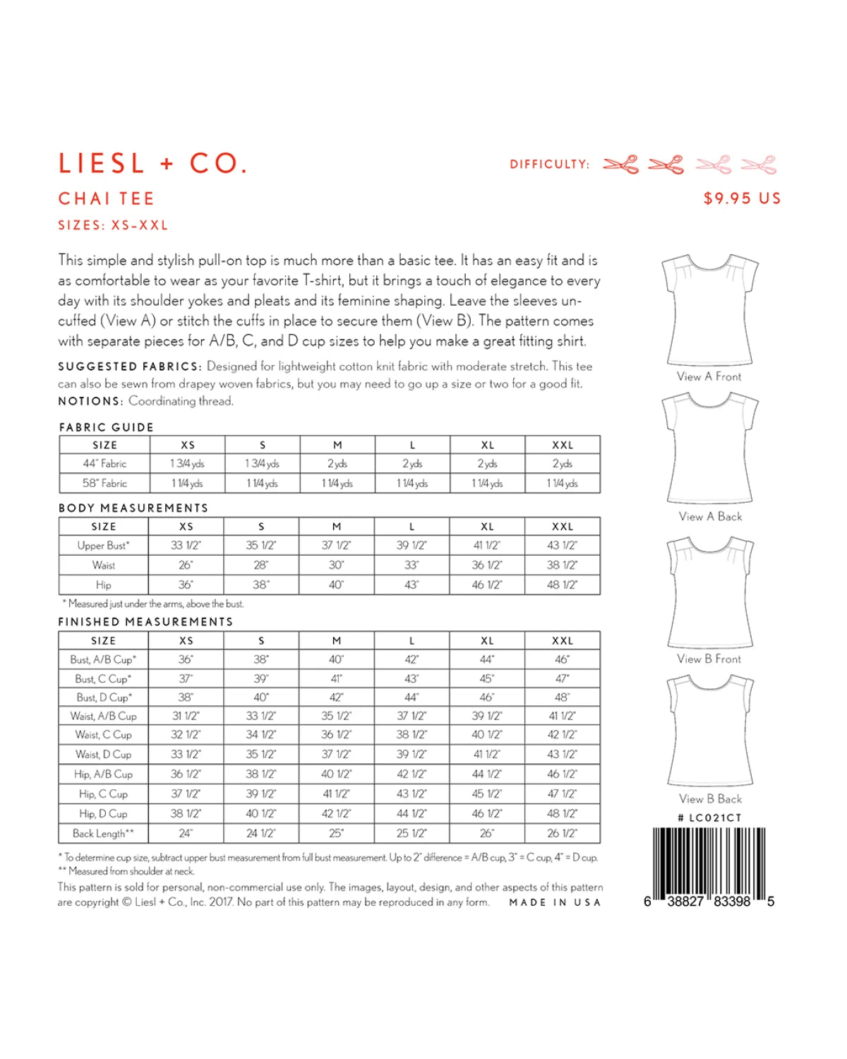 Chai Tee Shirt Pattern By Liesl and Co