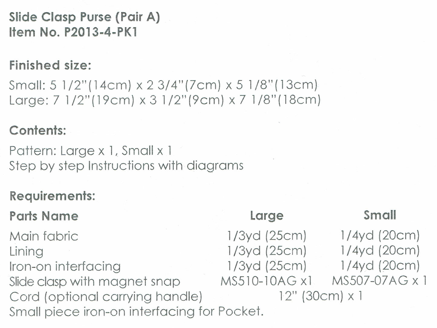 Slide Clasp Purse Pattern By QH Textiles