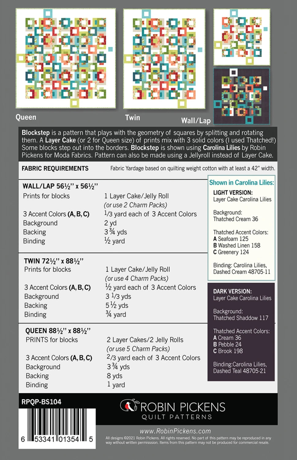 Blockstep Quilt Pattern By Robin Pickens