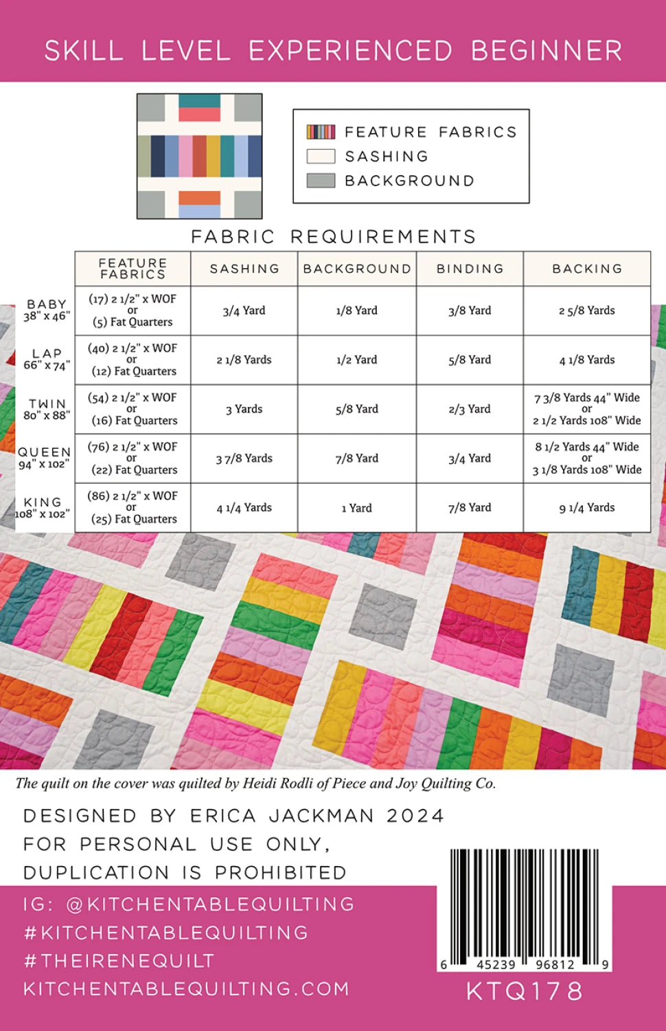 The Irene Quilt Pattern By Kitchen Table Quilting