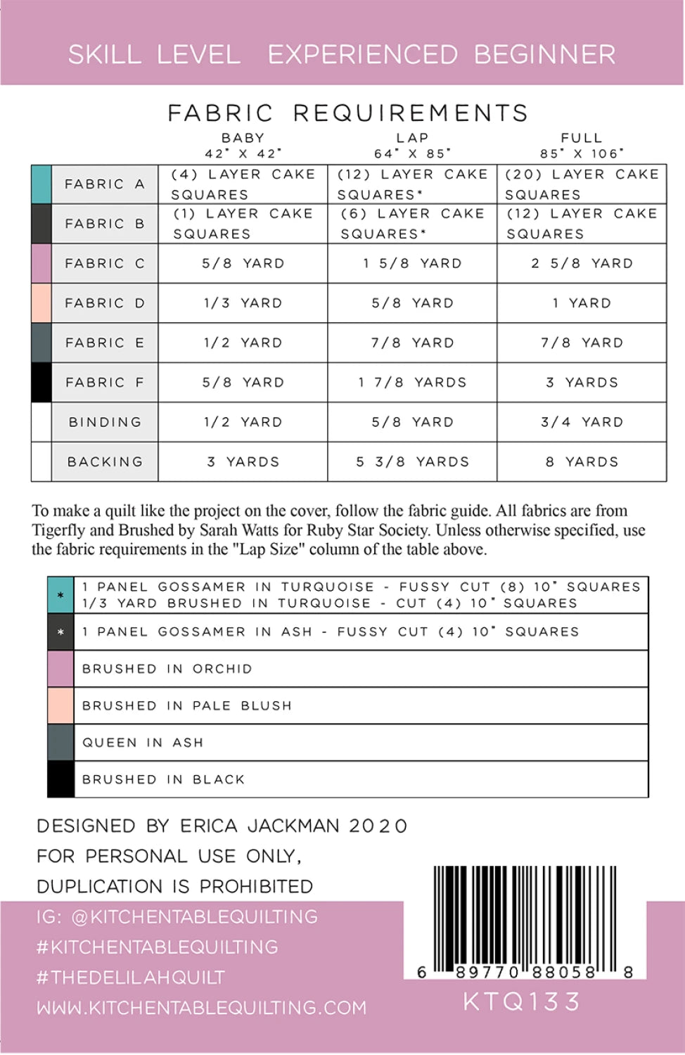 The Delilah Quilt Pattern By Kitchen Table Quilting