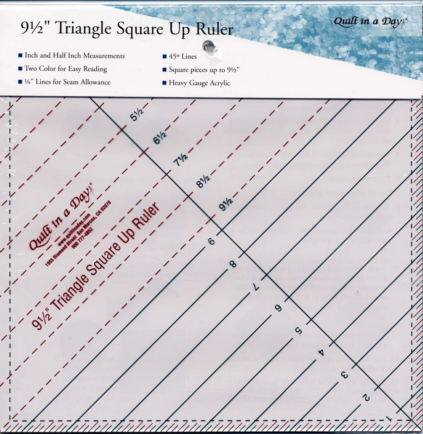 Quilt In A Day Triangular Square Up Ruler 9.5"