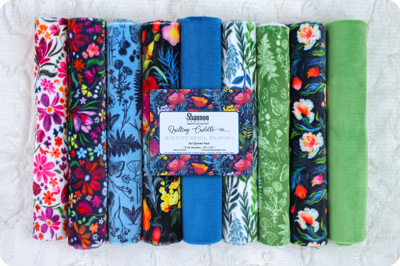 Shannon Fabrics Minky - Quilting Cuddle Fat Quarter Bundle - Whispering Blooms Vibrant