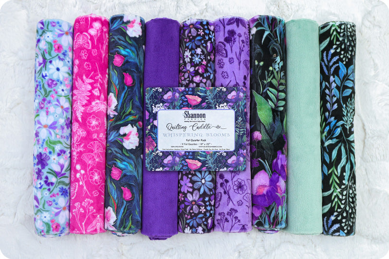 Shannon Fabrics Minky - Quilting Cuddle Fat Quarter Bundle - Whispering Blooms Purple