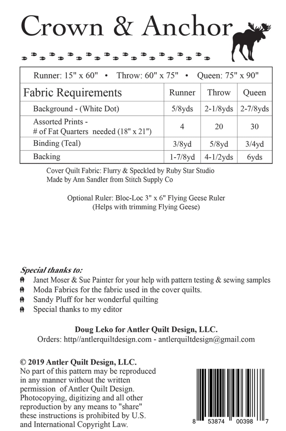 Crown and Anchor Quilt Pattern By Doug Leko