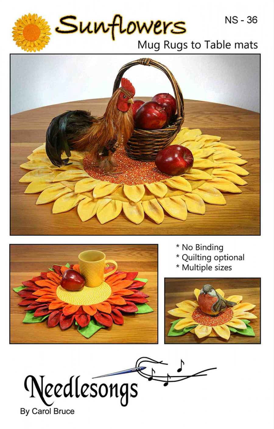 Sunflowers Mug Rugs to Table Mats Pattern By Needlesongs