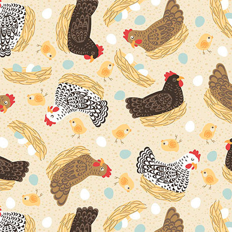 QT Fabrics - Chickens in the Meadow - Chickens - 31818-E