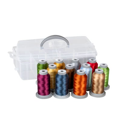 Glide Thread - Kimberbell Autumn Acres Thread Collection - 12 Color Mini Spool Pack - 40 wt Trilobal Polyester Top Thread