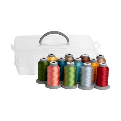 Glide Thread - Kimberbell Sippin on Sunshine Thread Collection - 12 Color Mini Spool Pack - 40 wt Trilobal Polyester Top Thread