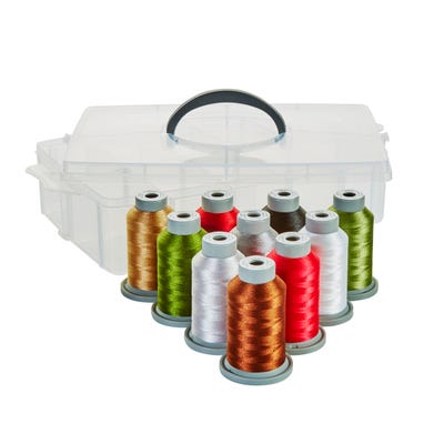 Glide Thread - Kimberbell We Whisk You A Merry Christmas Thread Collection - 10 Color Mini Spool Pack - 40 wt Trilobal Polyester Top Thread