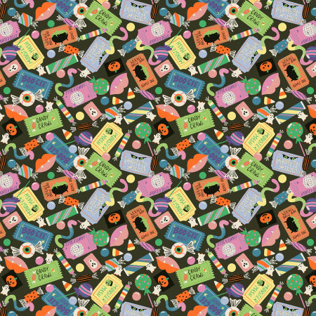 Cotton and Steel - Monster Block Party - Admit One - Bon Apetite ! Halloween Candy - MA102-BA3